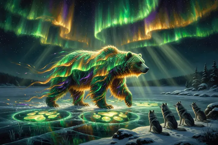 The spirit bear of the northern lights