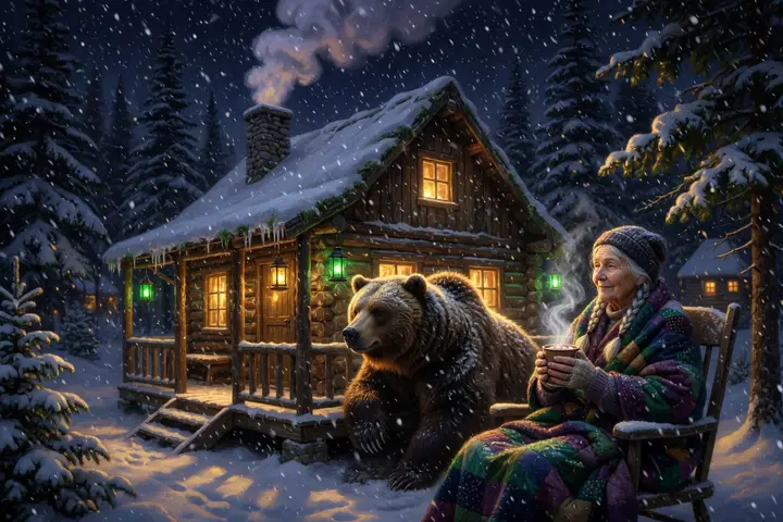 The bear on the porch