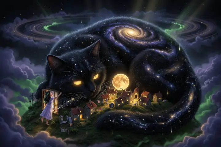 The cat who wears the night sky