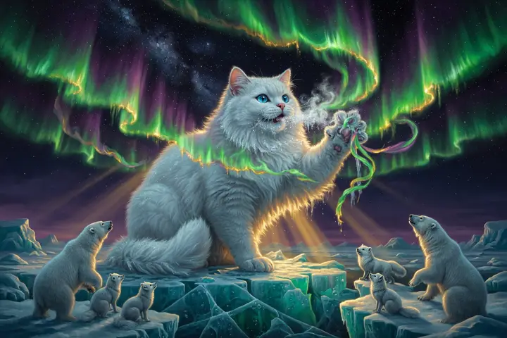 The cat who keeps the northern lights