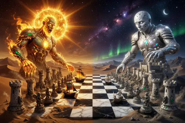 The chess game between the sun and the moon