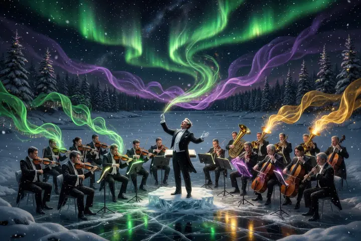 The orchestra playing the northern lights