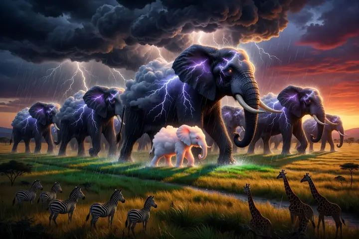 The elephants made of thunderclouds