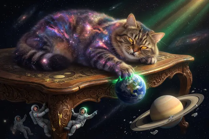 The cat that knocked the Earth off the table