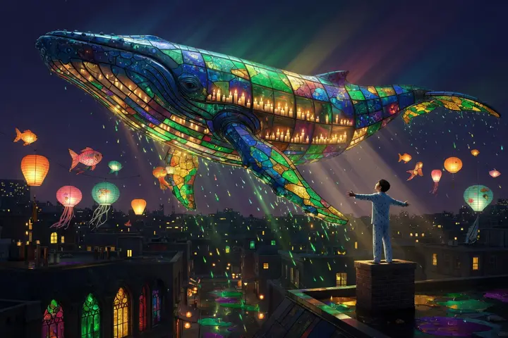 The stained-glass whale