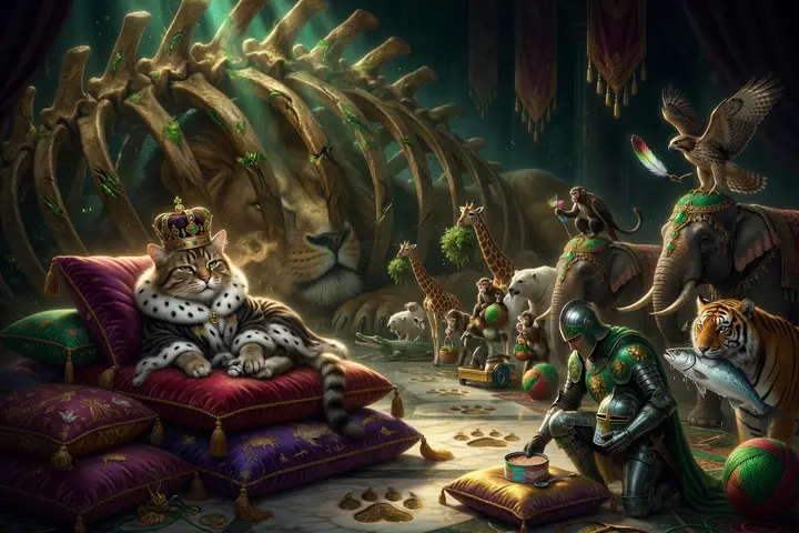 The king of the cats holds court