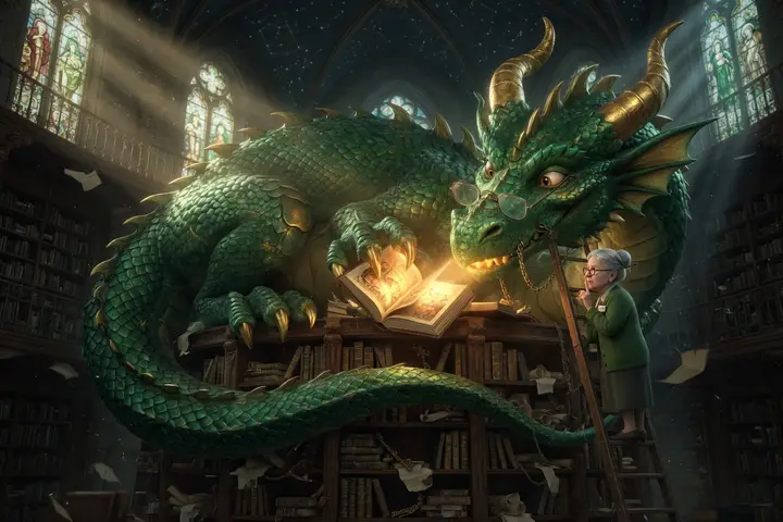 The dragon in the library