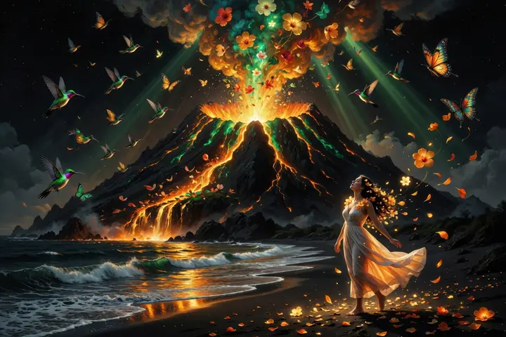 The volcano that erupts flowers