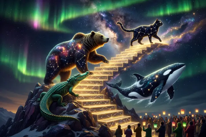 The four climb to the stars