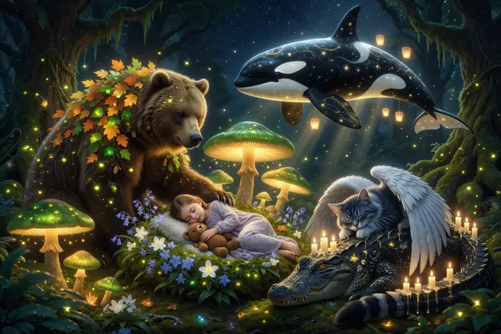 The four watch over the little girl