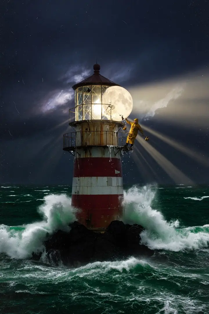 The lighthouse that keeps the moon