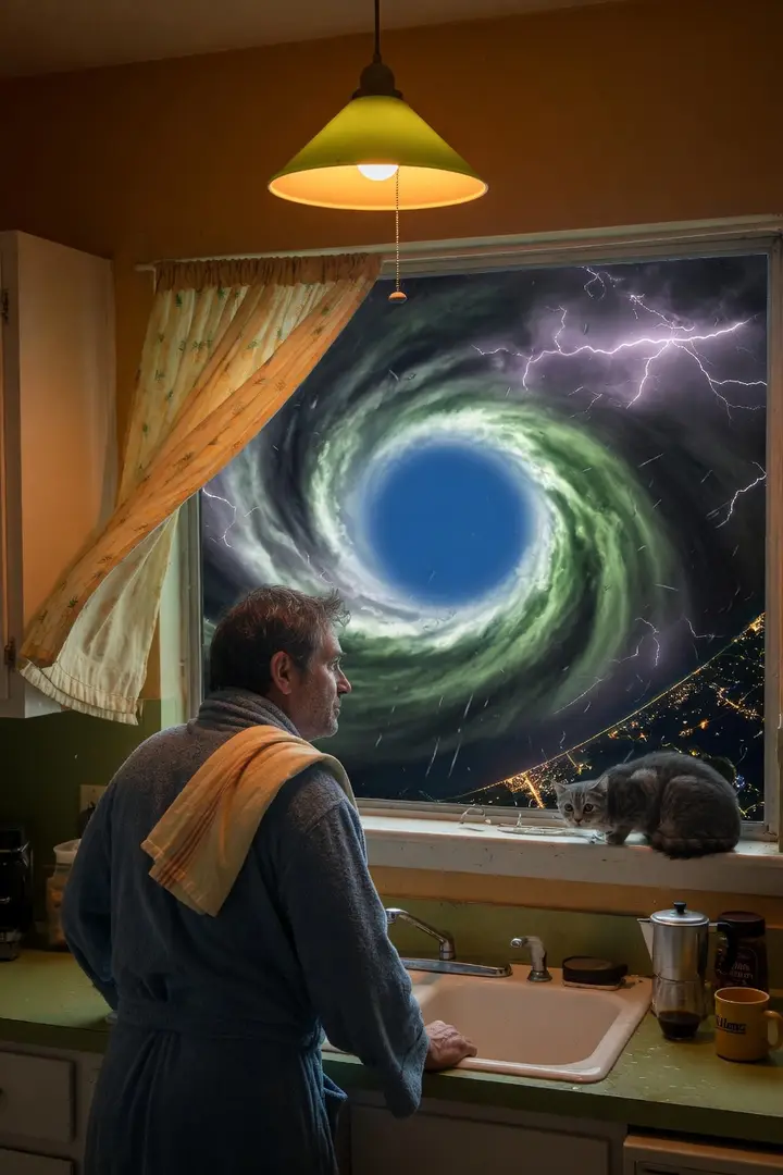 The storm in the kitchen window