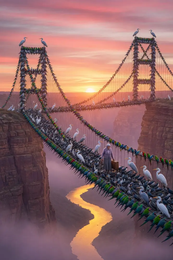 The bridge made of birds