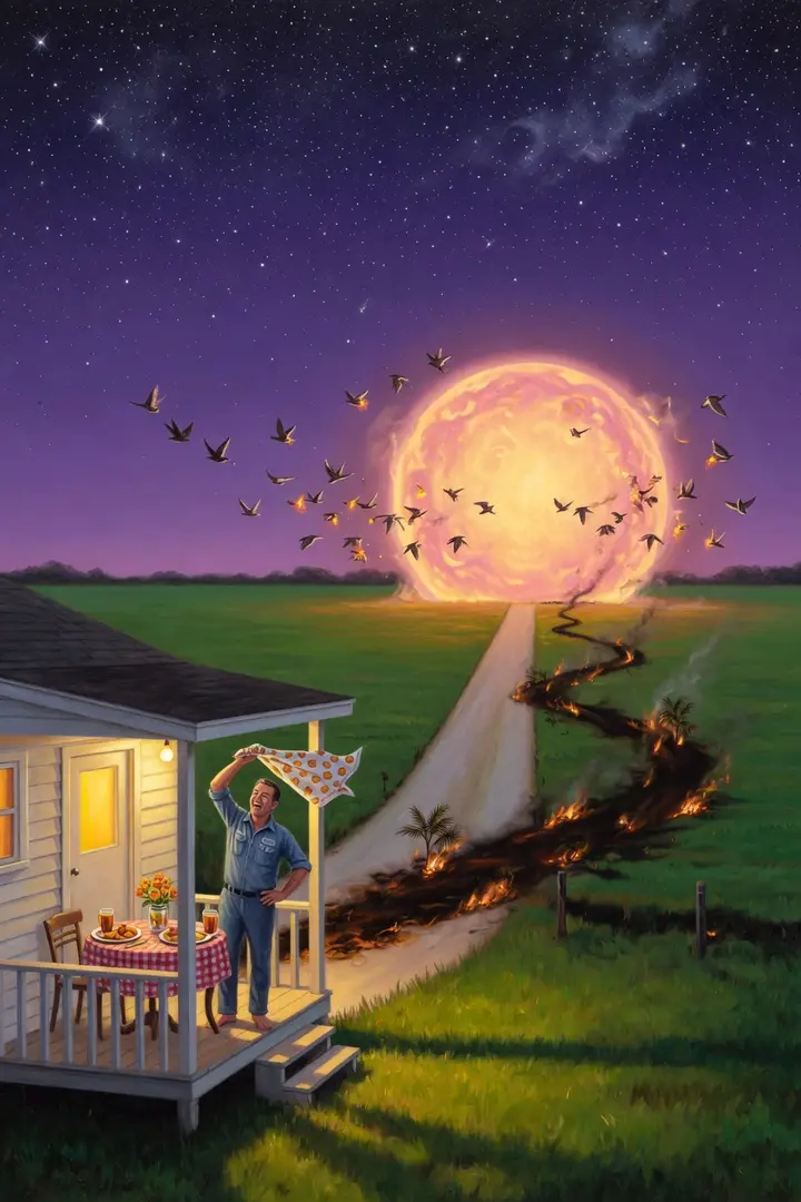 The sun comes home for dinner