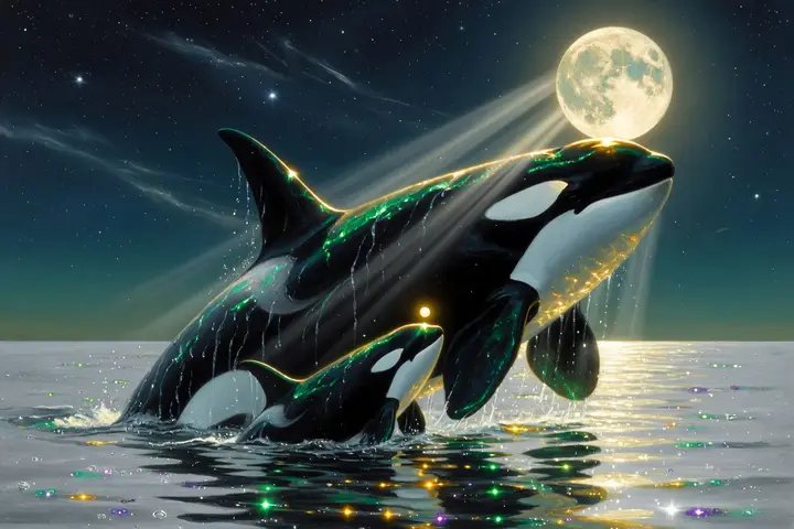 The orca who carries the moon home