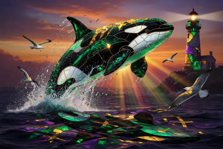 The orca made of stained glass