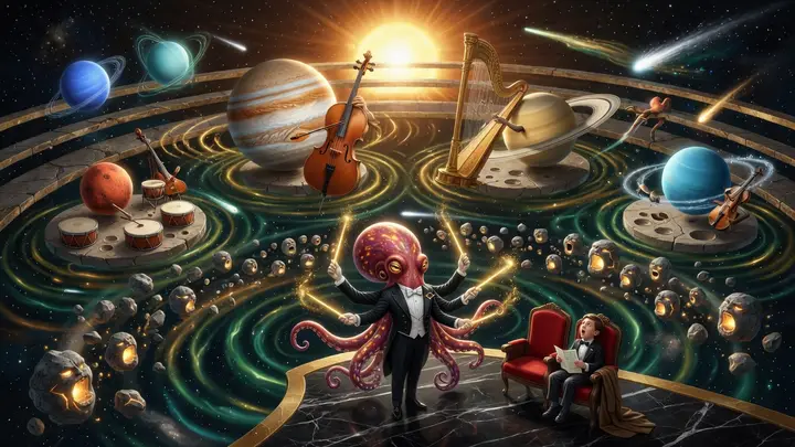 The octopus who conducts the planets